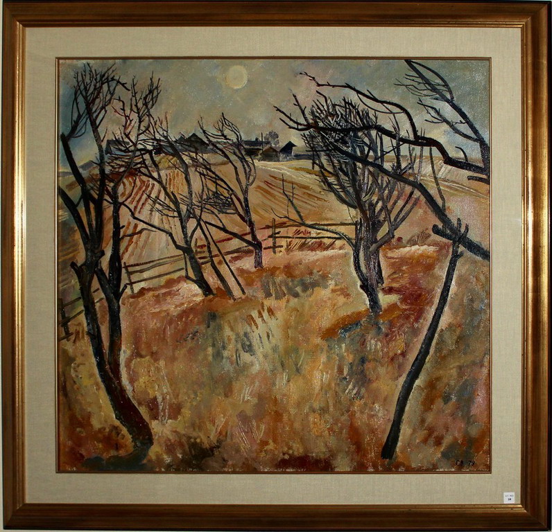 Paesaggio di campagna autunnale, olio su tela, Sukhov Vasiliy 1979, cm. 75x80