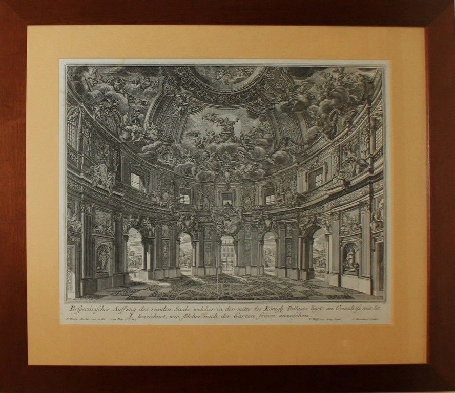 Lotto di quattordici stampe architettoniche con vari palazzi nobiliari ed interni Tedeschi, cm. - Image 7 of 15