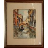 Venezia coppia di due acquerelli firmati Giulio Zago, anni 30/40, cm. 24x30