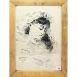 Ritratto di donna, china su carta N. Grady cm. 20x30