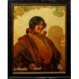 Zingara, olio su tela, scuola Italiana, fine'800, cm. 60x78, cornice coeva