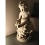 WHITE MARBLE SCULPTURE SIGNED BY C. LAPINI