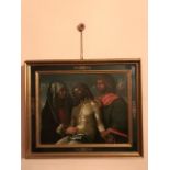 PAINTING "CHRIST BETWEEN VIRGIN AND SAINT", BELLINI SCHOOL