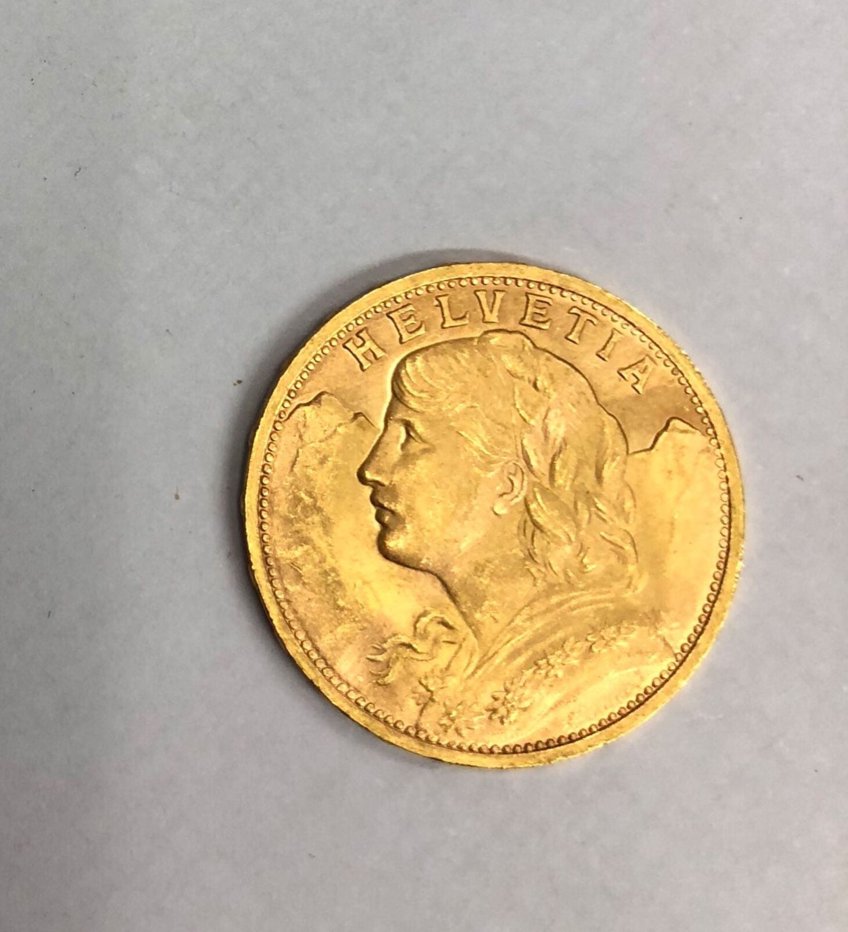 1927 HELVETIA SWISS 20 FRANC GOLD COIN BULLION - Image 2 of 2