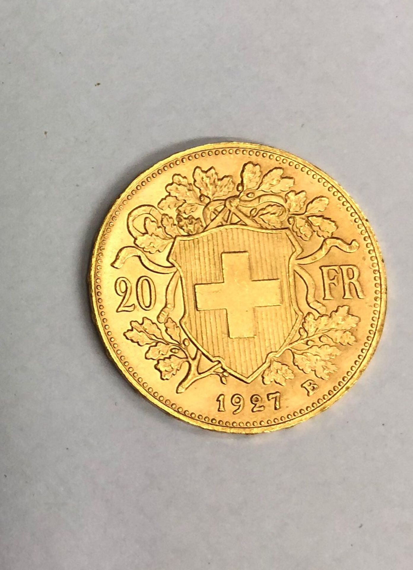 1927 HELVETIA SWISS 20 FRANC GOLD COIN BULLION