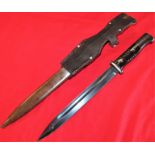 WW2 German K98 service bayonet, with matching numbered scabbard & leather frog by Paul Weyersburg