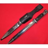 WW2 German K98 service bayonet, with matching numbered scabbard & leather frog by Clemen & Jung