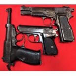 Lot of 3 replica Denix WW2 era pistols