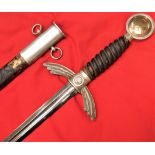 WW2 Nazi German Luftwaffe Officer’s sword & scabbard 7th Flak Regiment marked - F A Helbig Steinbach