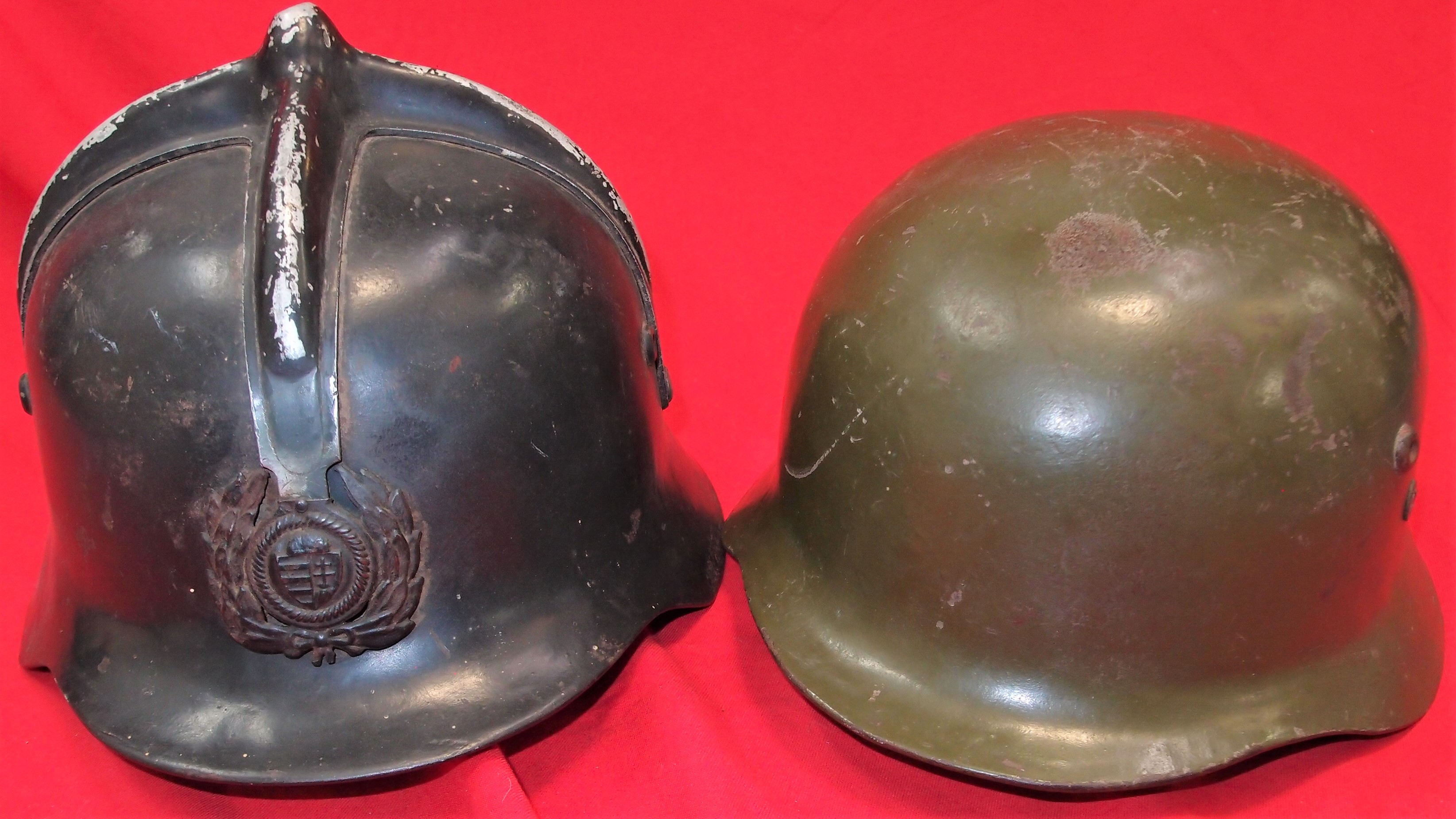 WW2 Model 1938 Hungarian military & civilian auxiliary steel helmets (2) lot 1