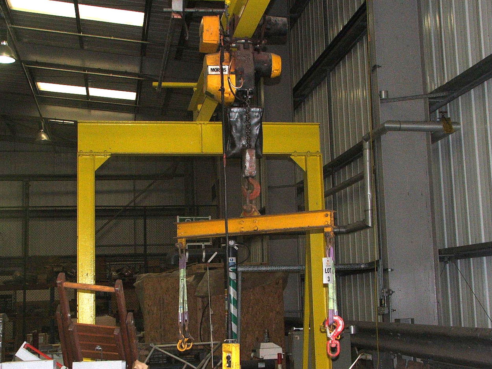 MORRIS 2 TON ELECTRIC HOIST WITH PENDANT CONTROL & STEEL LIFTING FRAME & LIFTING BEAM 6 MTR X 2 MTR - Image 2 of 3