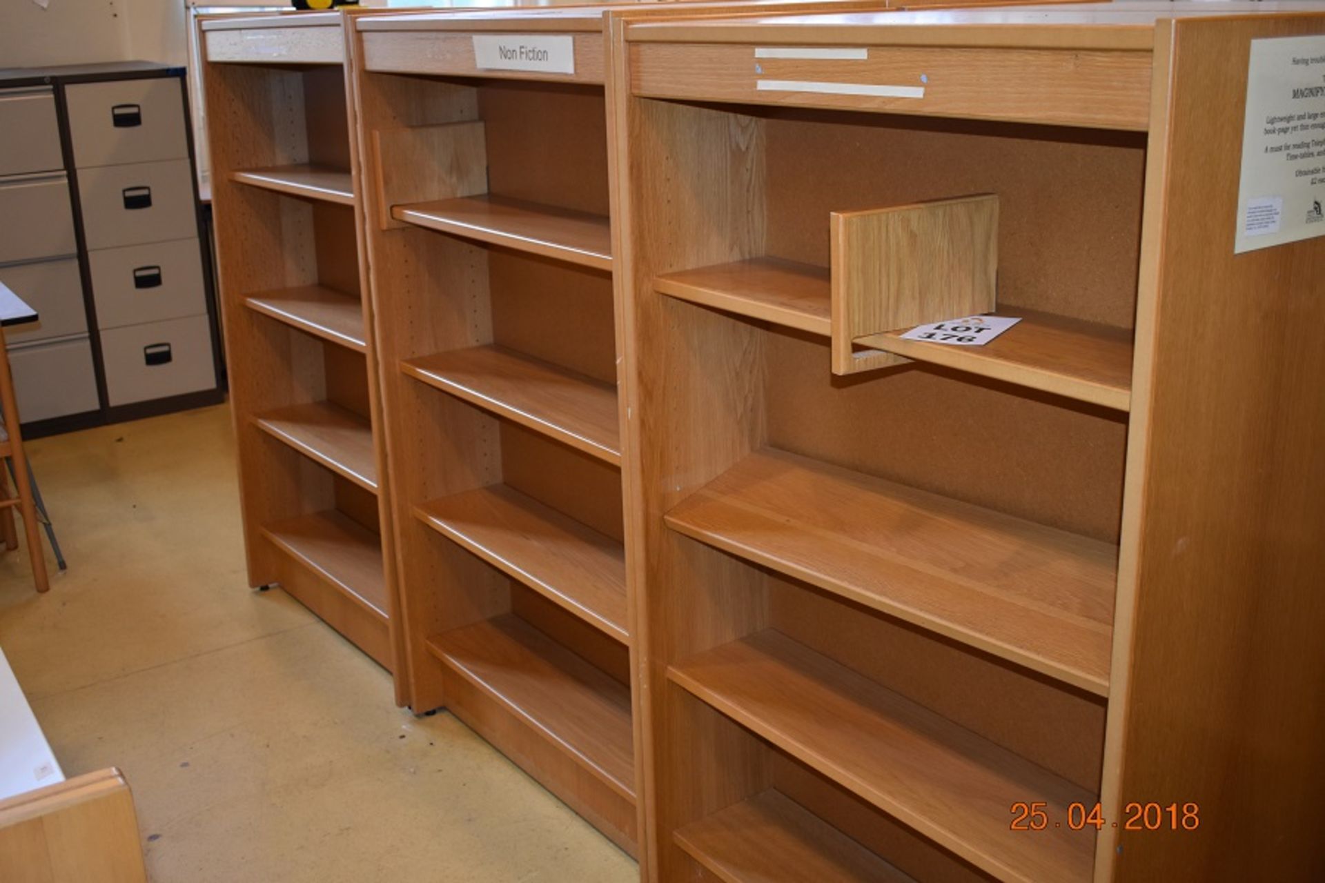 3 X LIGHT OAKDOUBLE SIDED LIBRARY BOOK SHELVES 920 X 530 X 1510