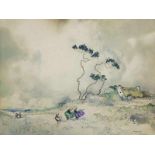 Guérin, Ernest Pierre. (1887 Rennes - 1952 Quiberon). Morbihan Bretagne. Aquarell über Bleistift auf