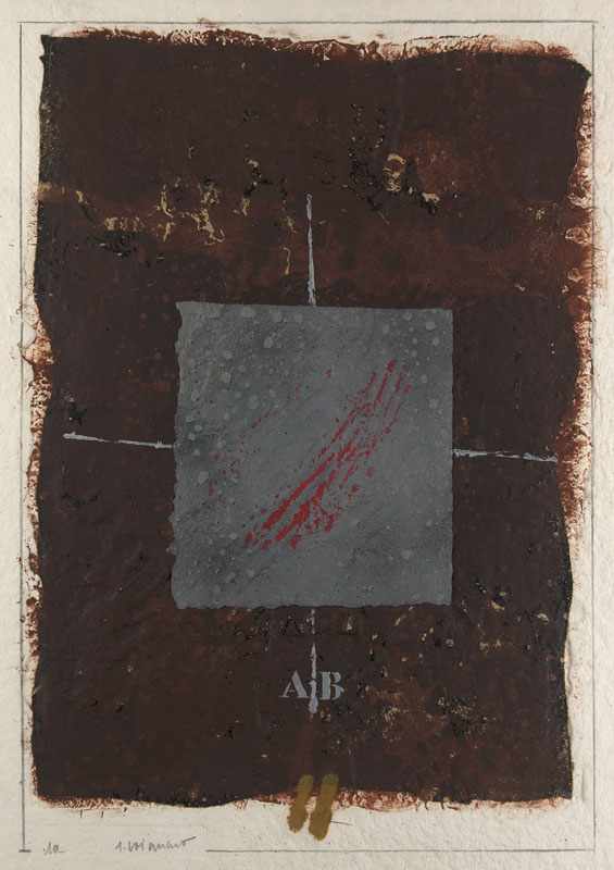 Coignard, James. (1925 Tours - 2008 Antibes). Positionnement Gris. 1991. Carborundum-Farbradierung