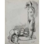 Pellegrini, Alfred Heinrich. (1881 - 1958 Basel). Stehender und liegender weiblicher Akt. Verso