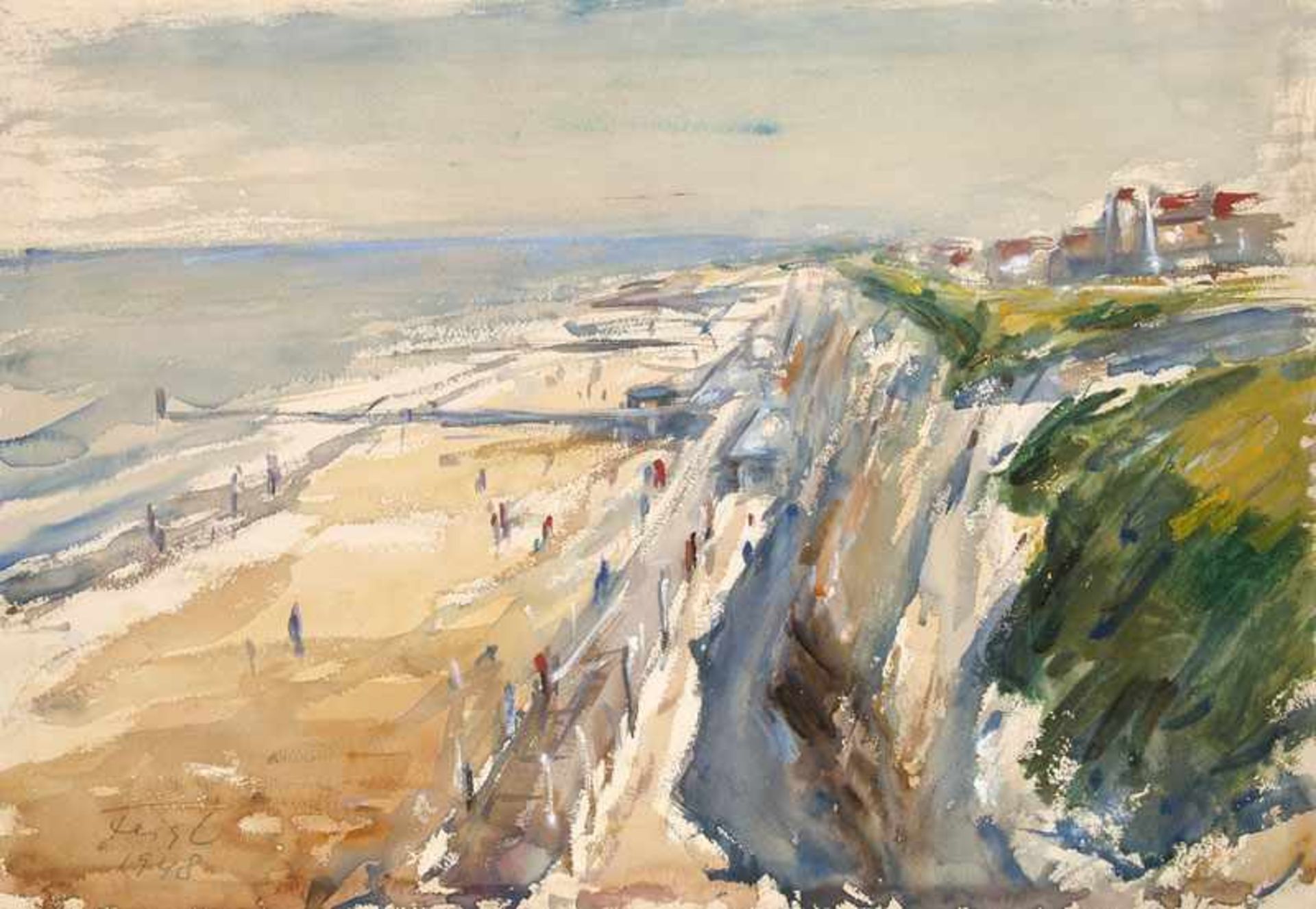 Feigl, Bedrich (Friedrich). (1884 Prag - 1965 London). Strandlandschaft von Dover. 1948. Aquarell