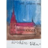 Art Brut - - Korec, Johann. (1937 Wien - 2008 Klosterneuburg). Kirchen Wien. 1997. Aquarell und