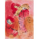 Chagall, Marc. (1887 Witebsk - 1985 St. Paul-de-Vence). Ruth glaneuse/Job en prière. 2 Lithographien