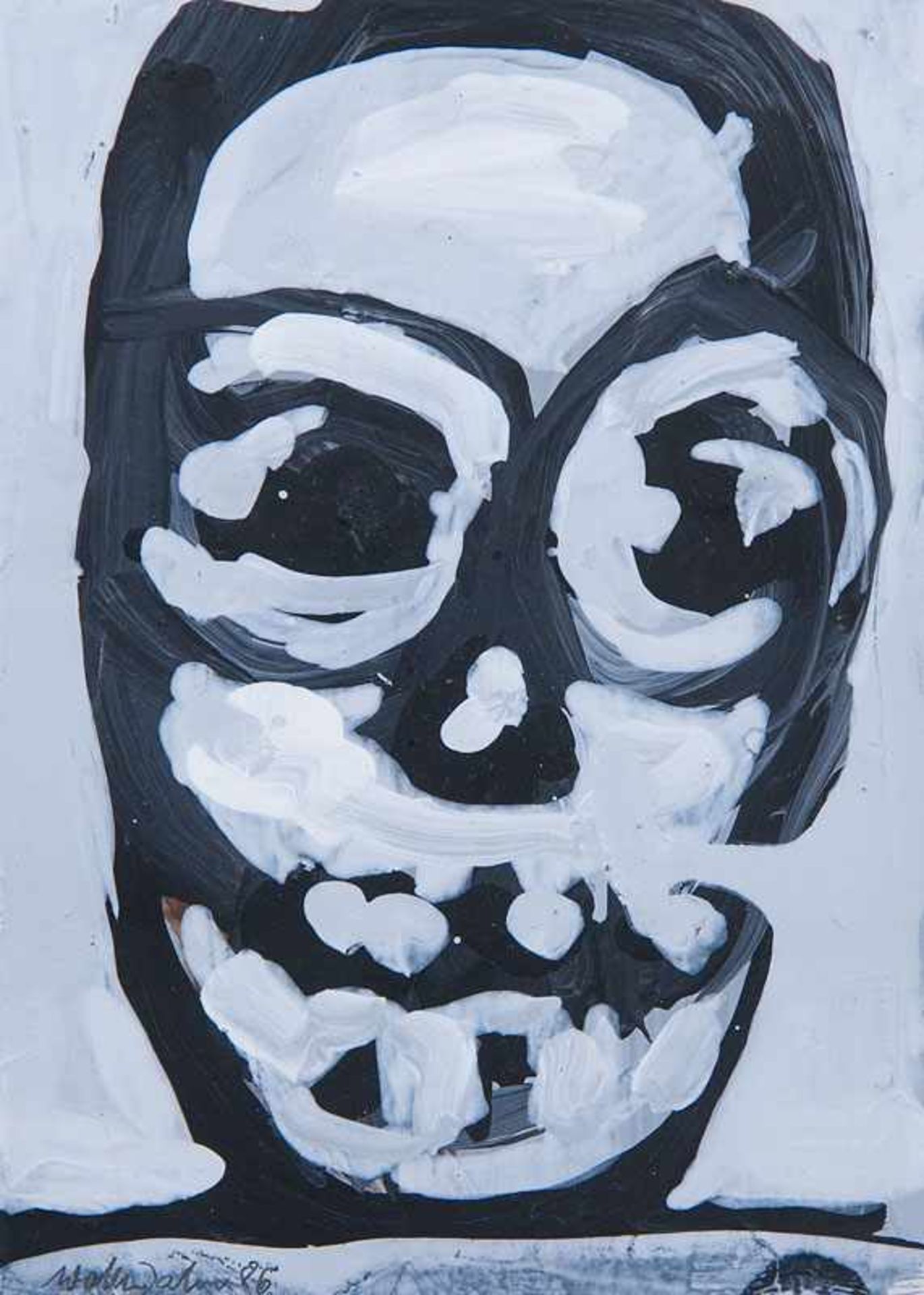 Dahn, Walter. (1954 St. Tönis/Krefeld - lebt in Köln). o.T. (Totenkopf). (19)86. Gouache auf Papier.