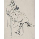 Ackermann, Max. (1887 Berlin - 1975 Unterlegenhardt). Sitzende. 1920. Graphitstift auf Papier. 17,