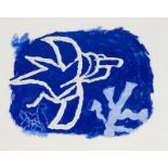 Braque, Georges. (1881 Argenteuil - 1963 Paris). Oiseau blanc sur fond bleu. Radierung in Blau auf