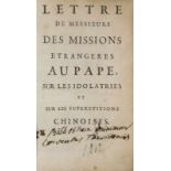 China - - Tiberge, Louis. Lettre De Messieurs Des Missions Etrangeres Au Pape, Sur Les Idolatries Et