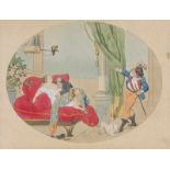 Erotika - - Ramberg, Johann Heinrich. Betrogene Ehemänner (Erotika). Um 1800. 2 kol.