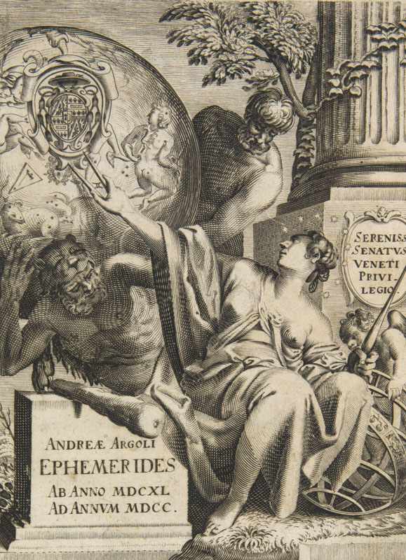 Argoli, Andrea. Ephemerides. Ab Anno 1641. ad Annum 1700. Mit gestoch. Titel, Holzschnitt-