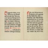 Wiechert, Ernst - - Eine Mauer um uns baue (DSchild). Kalligraphisches hs. Manuskript in roter und