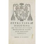 Viola, Pietro. De Veteri, Novaque Romanorum Temporum Ratione Libellus. Titel mit Holzschnitt-Wappen.