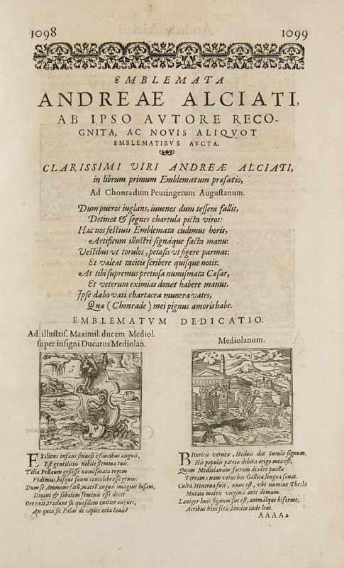 Emblemata - - Alciato, Andrea. Opera omnia. Tomus IIII (apart von 4 Bdn.) quo tractatus et orationes