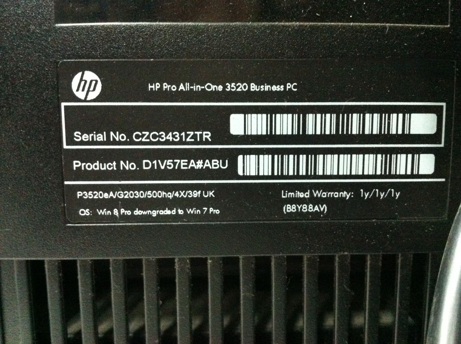 HP Pro 3520 All In One Business PC - Image 3 of 4