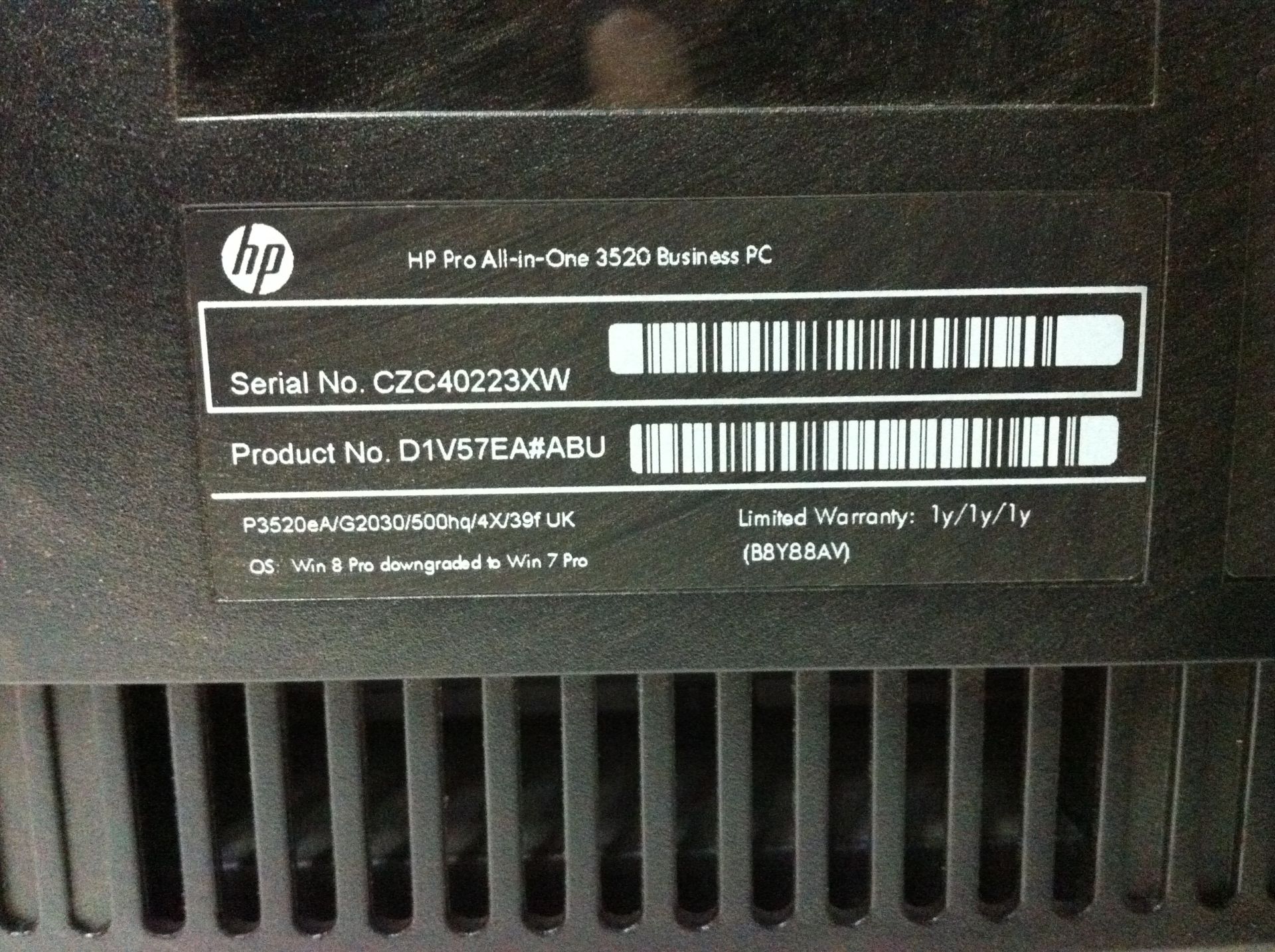 HP Pro 3520 All In One Business PC - Image 3 of 4