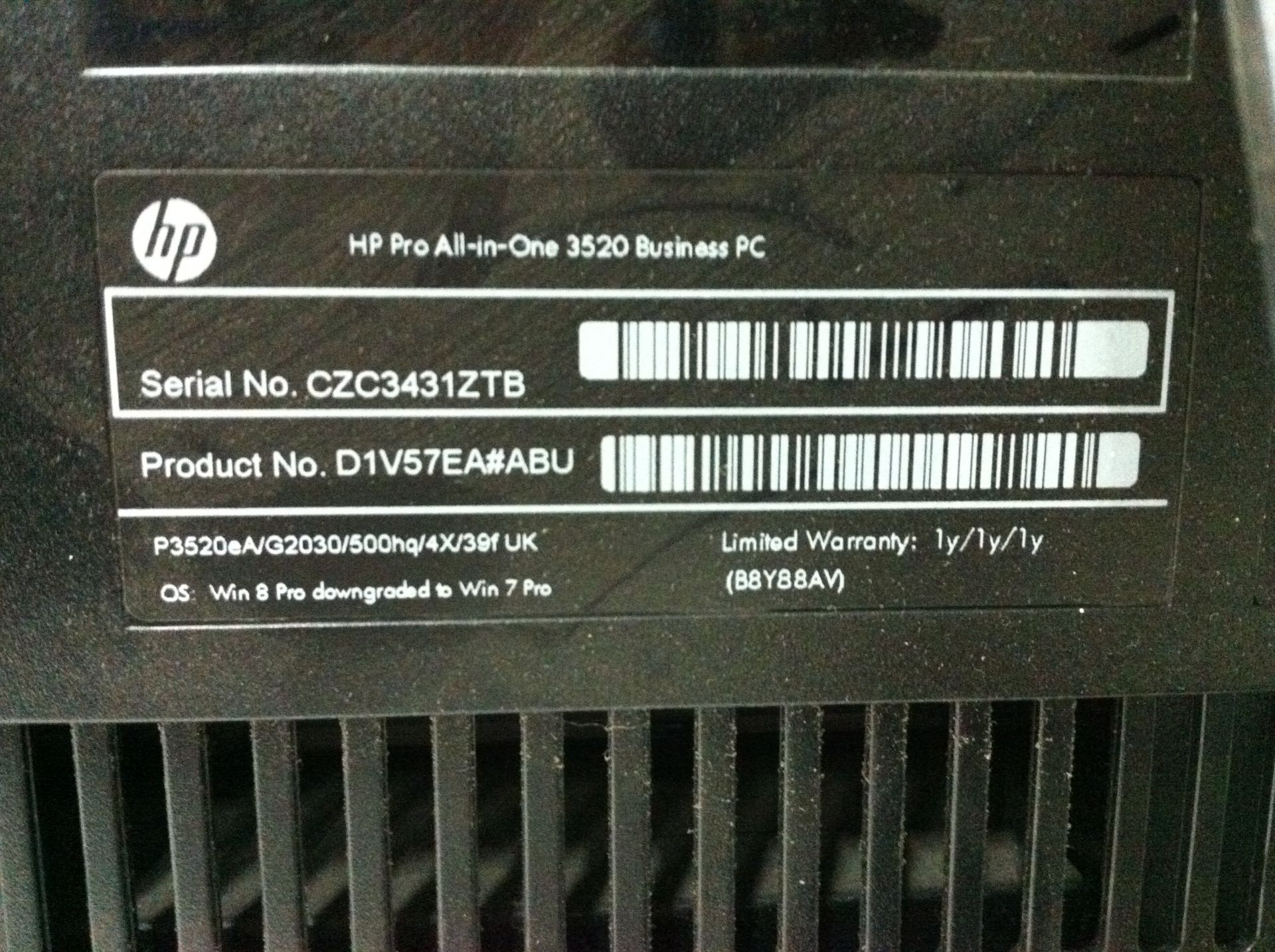 HP Pro 3520 All In One Business PC - Image 3 of 4