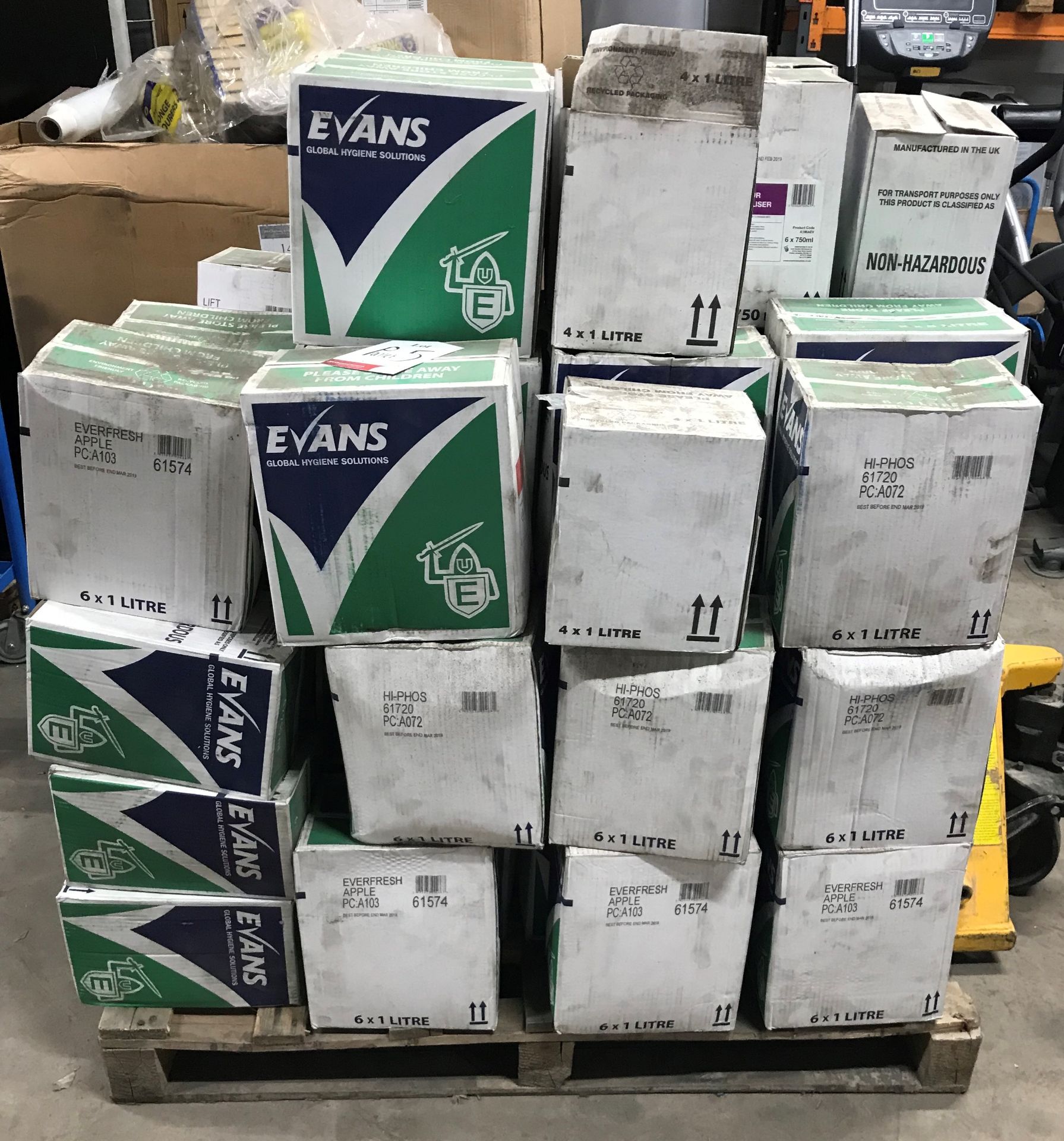 Pallet Evans Vandodine cleaning products, as listed