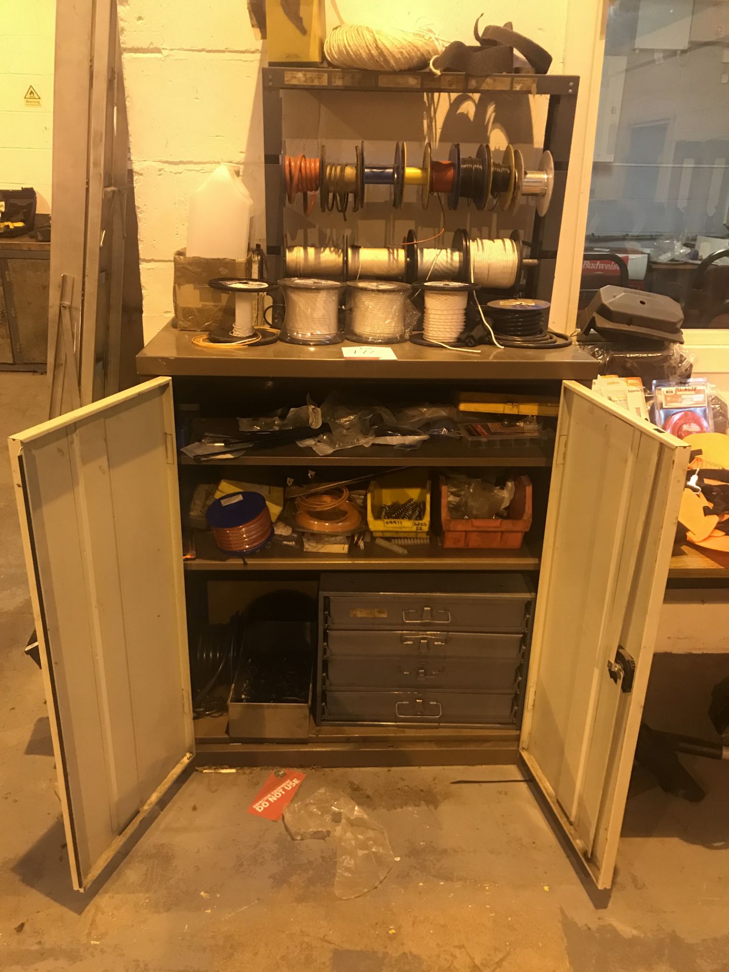 Double Door Metal Cabinet w/ Spares, Parts & Supplies - Image 2 of 4
