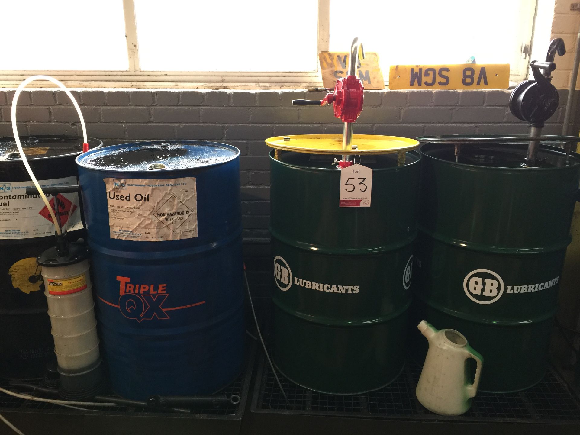 Site Safe Oil Storage Cabinet w/ various pumps & cans