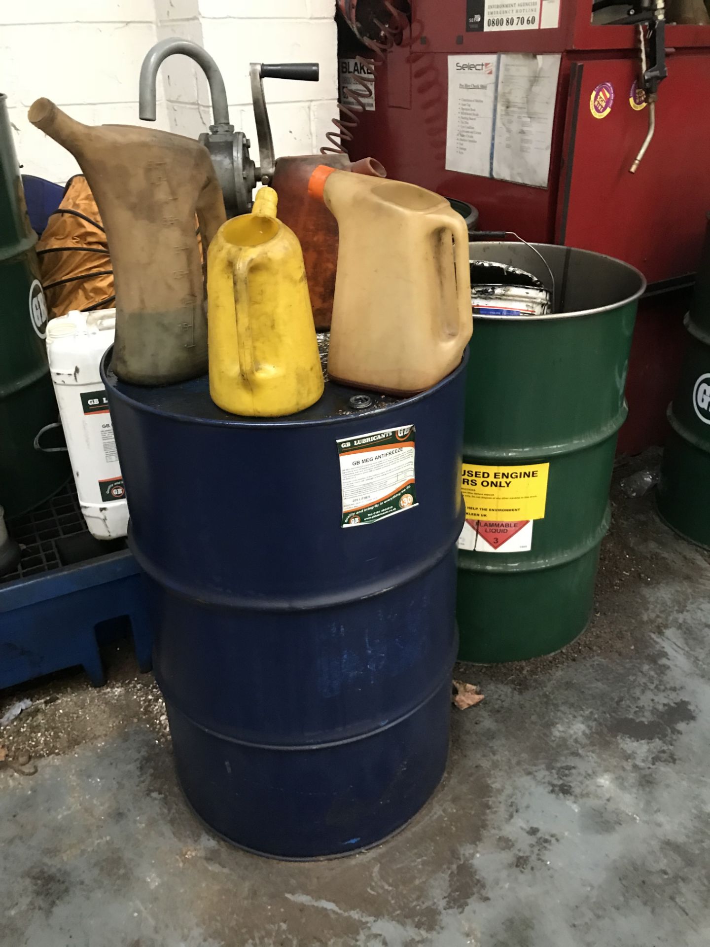 Quantity of GB Lubricant Drums w/ Pumps & Spill Tray - Image 4 of 5