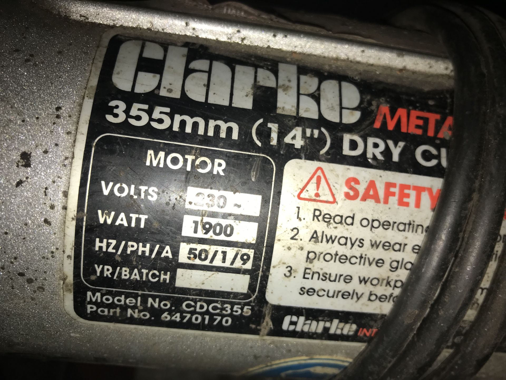 Clarke CDC355 Metal Worker 14" Dry Cut-Off Saw - Bild 3 aus 3