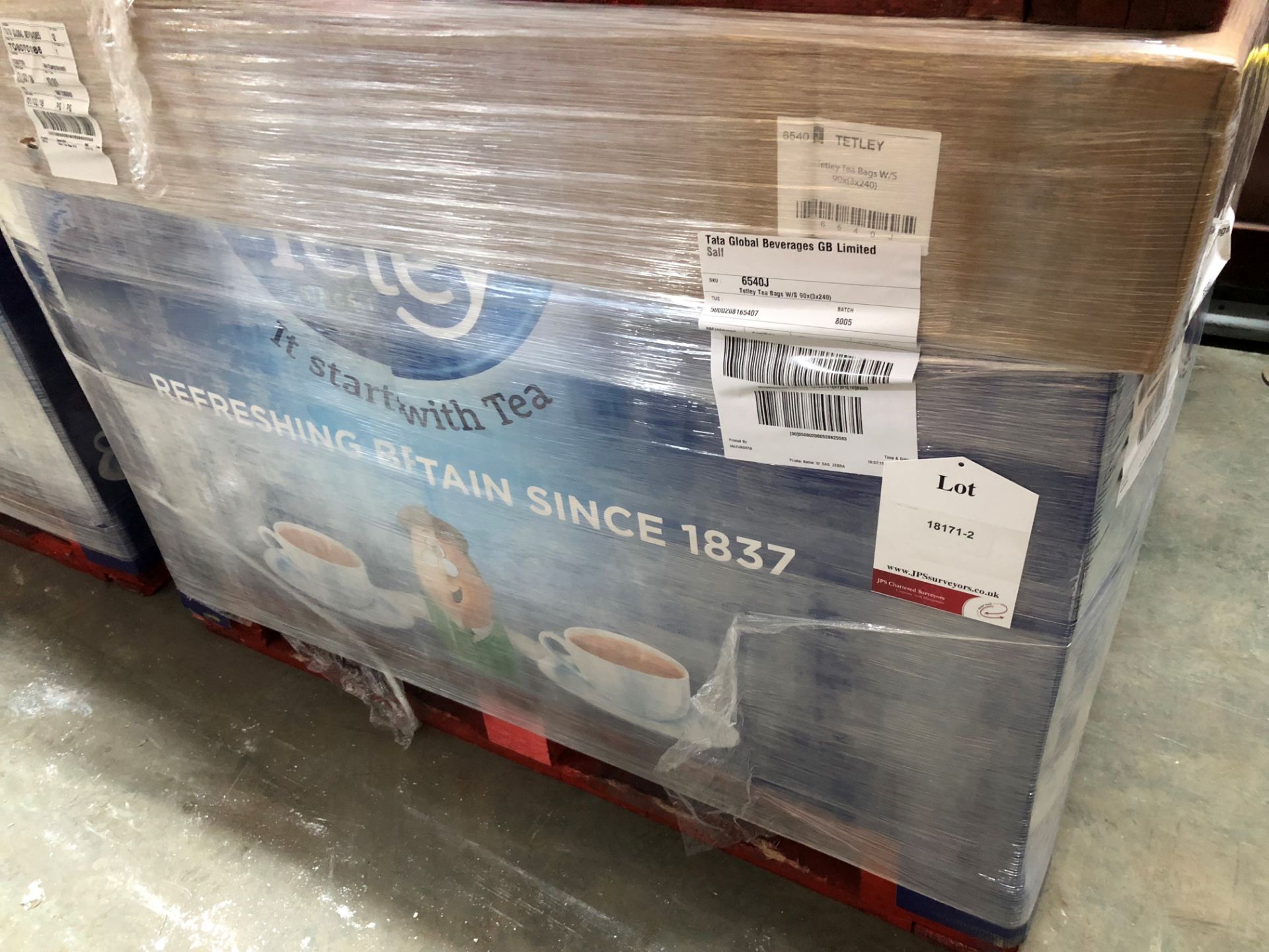 Pallet of Tetley Tea Bags Approx 64,000 Tea Bags