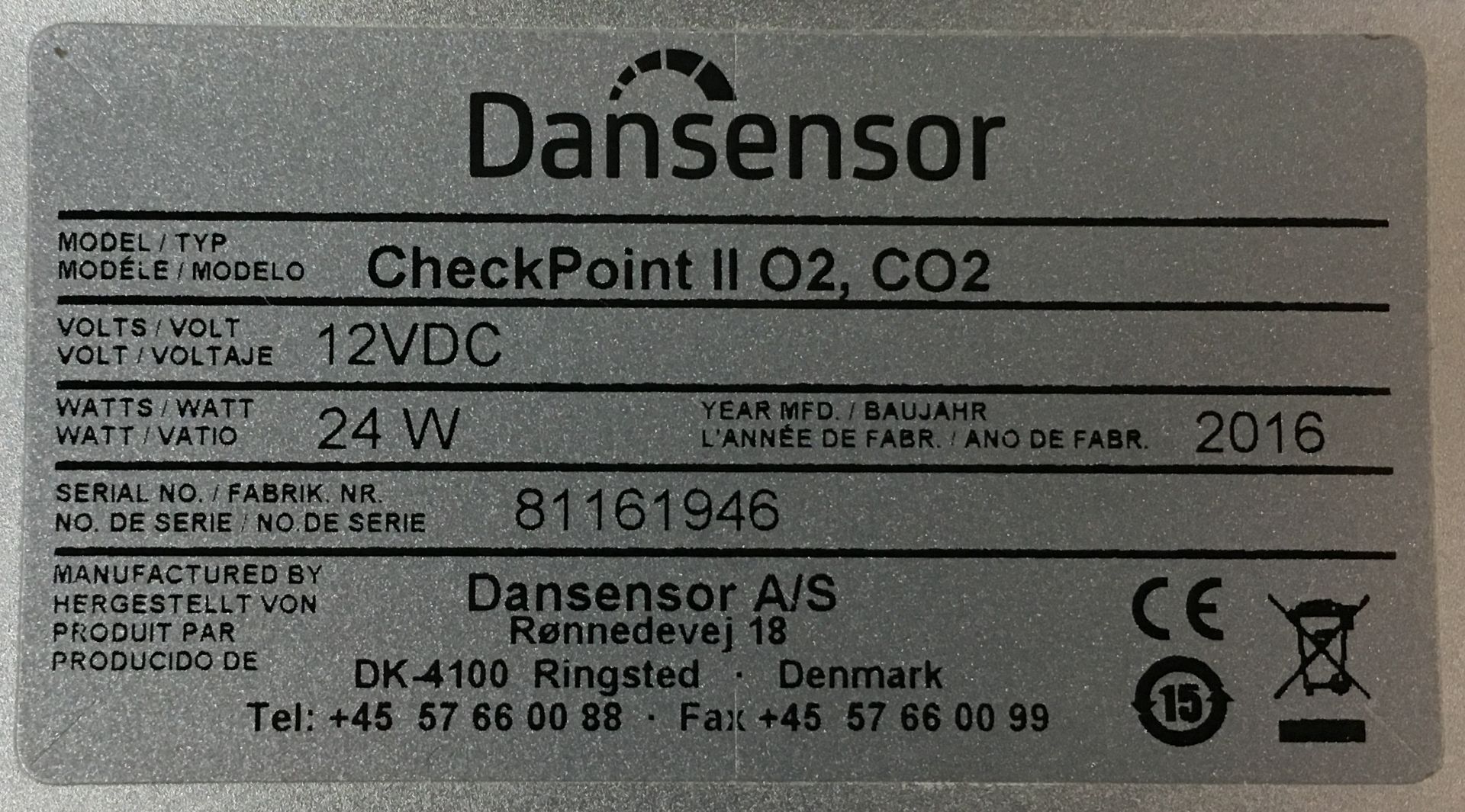 Dansensor CheckPoint 2 O2/CO2 Headspace Analyser - Image 3 of 5