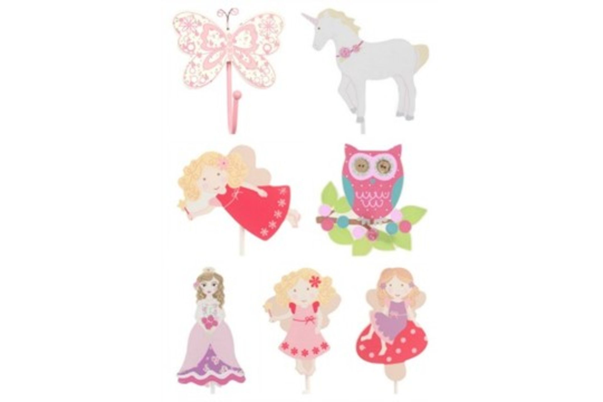 187 X FAIRYTALE, CHILDRENS, PASTEL, UNICORN, BUTTERFLY DOOR HOOKS RRP £ 1,022.65