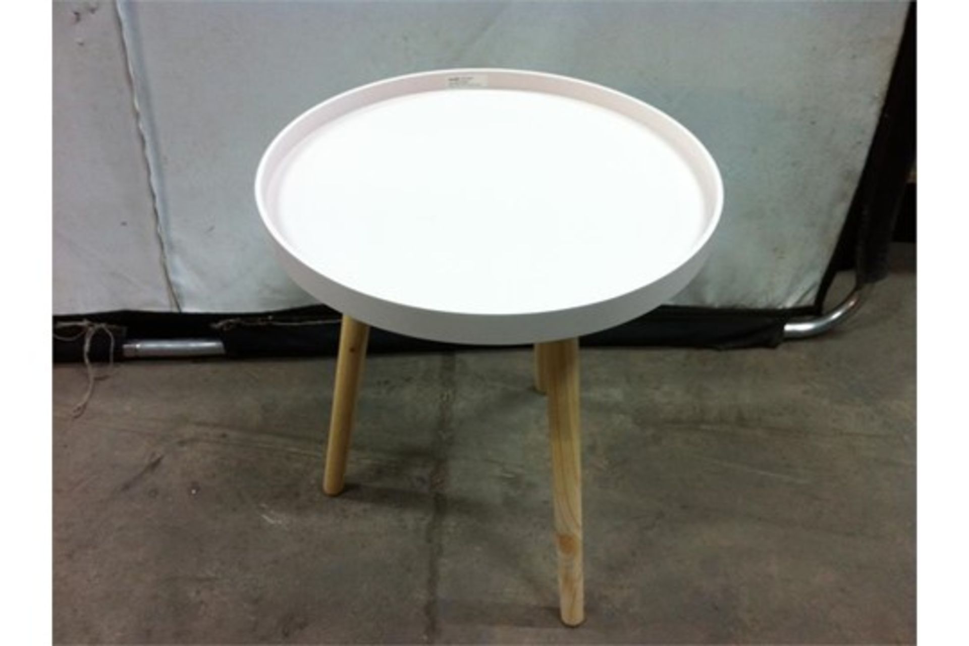 5 x Small round table with pine legs 40 cm dia/35 cm dia. Total RRP £164.95 - Image 2 of 3