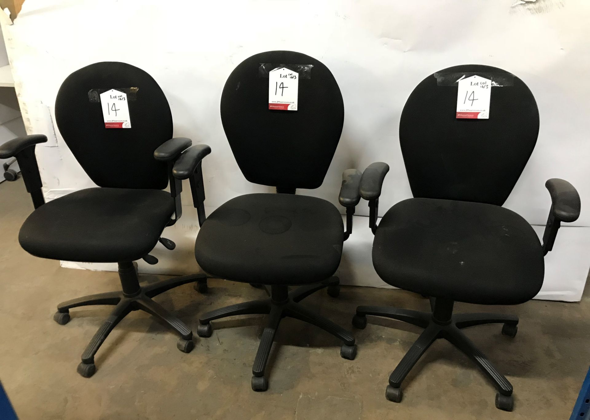 3 x Adjustable fabric office chairs
