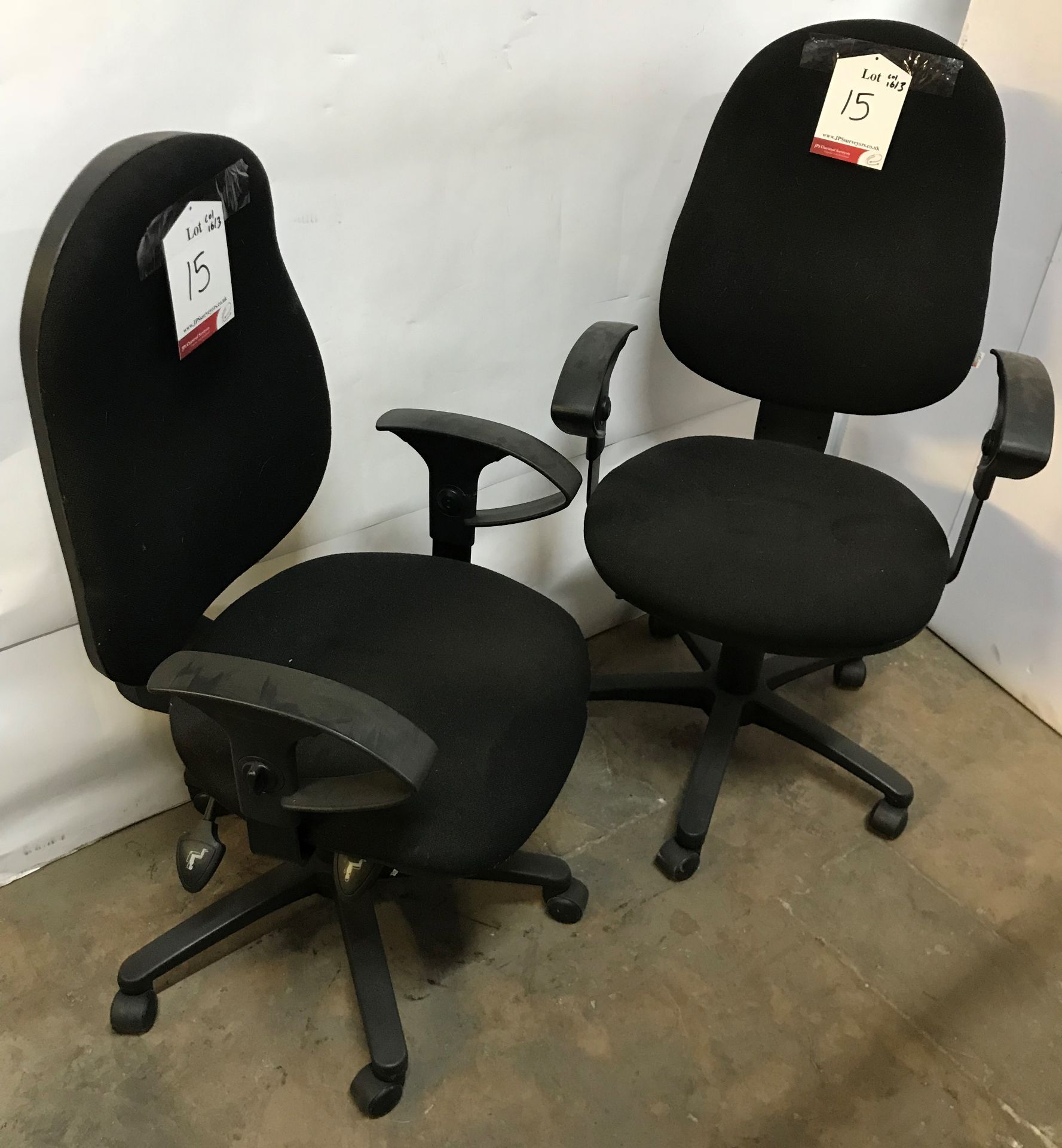 2 x Adjustable fabric office chairs