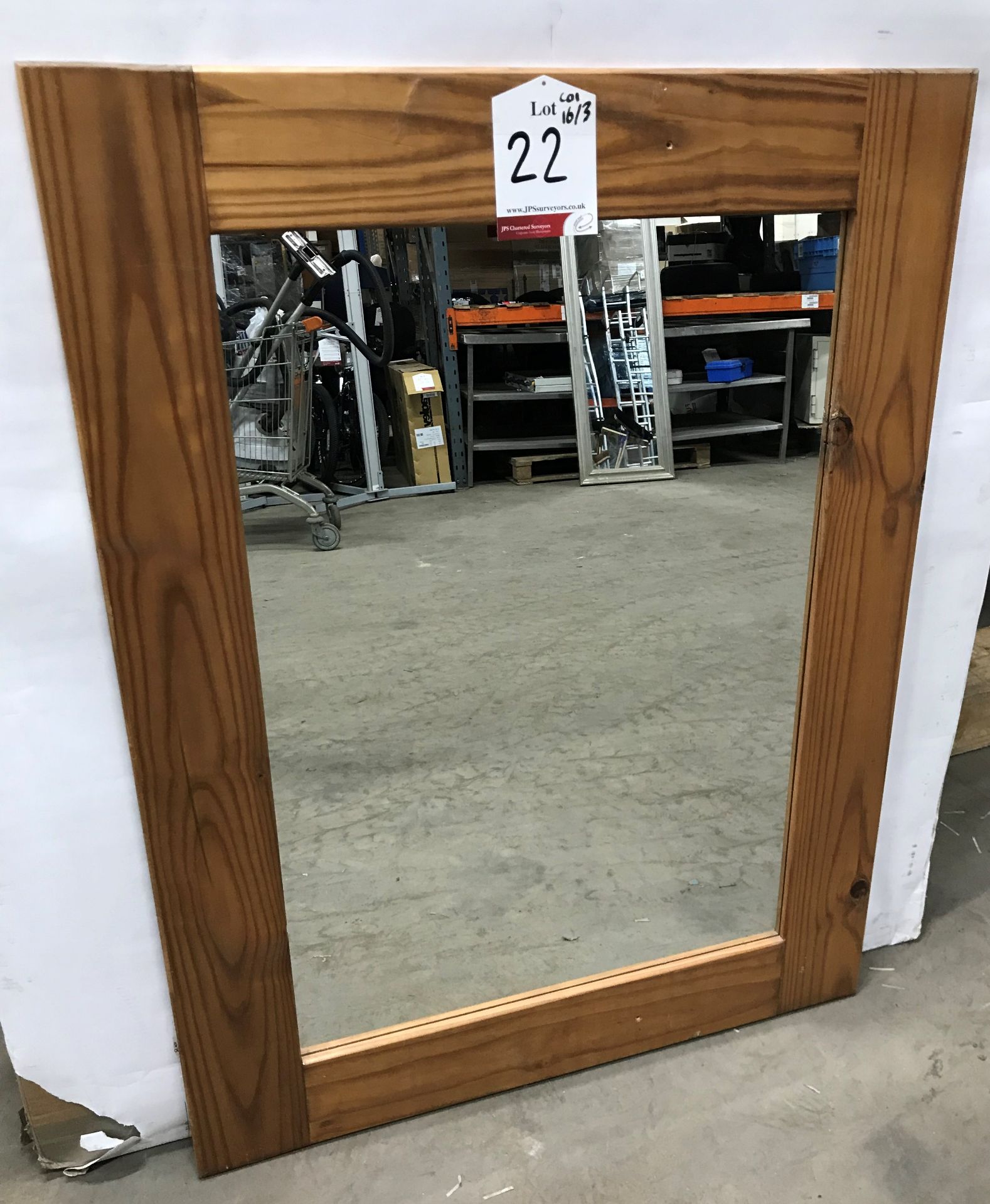 Wooden framed oblong mirror