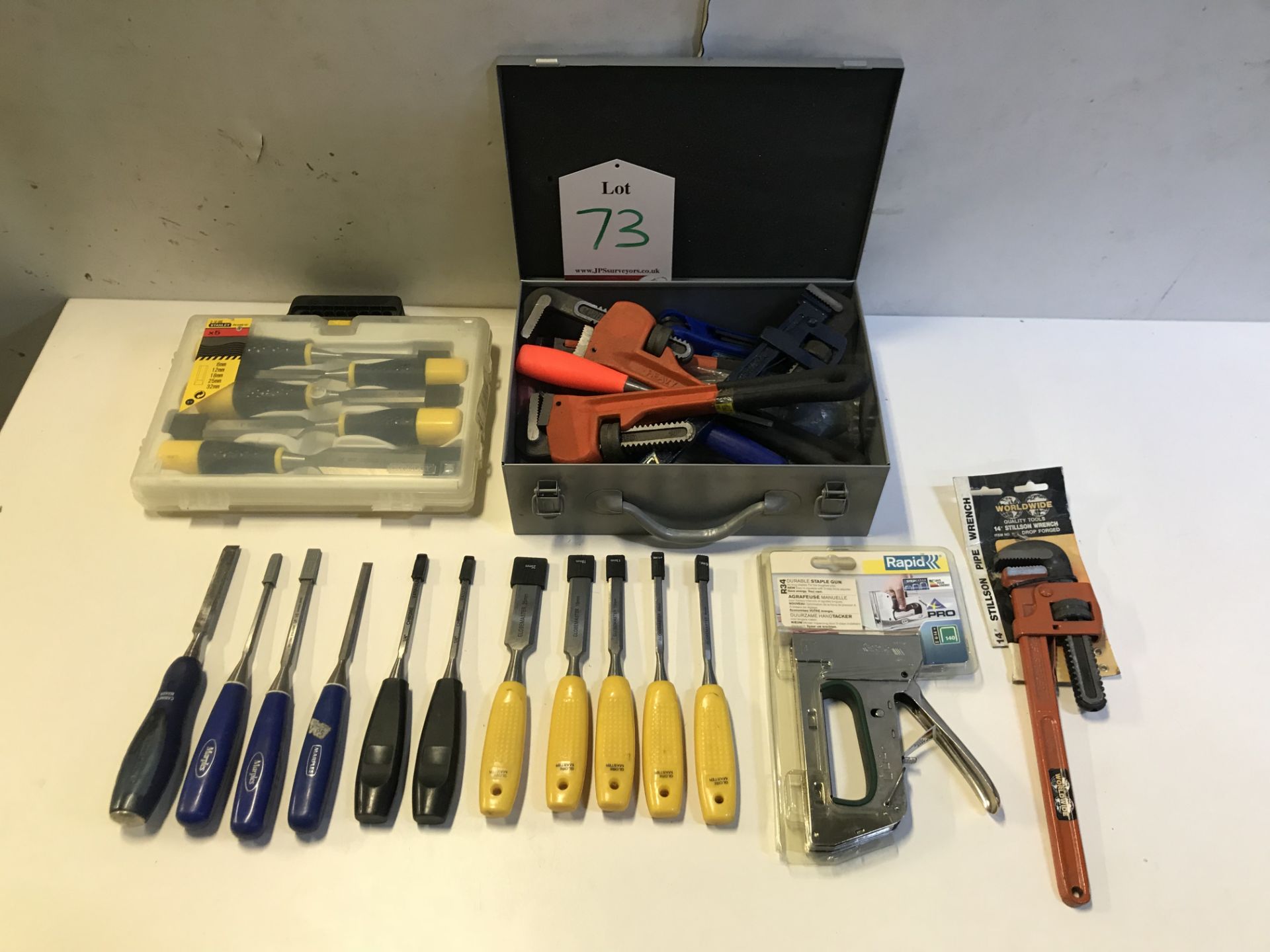 Quantity of various hand tools - Staple Gun, Wrenches, Screwdrivers & Files - as per photos