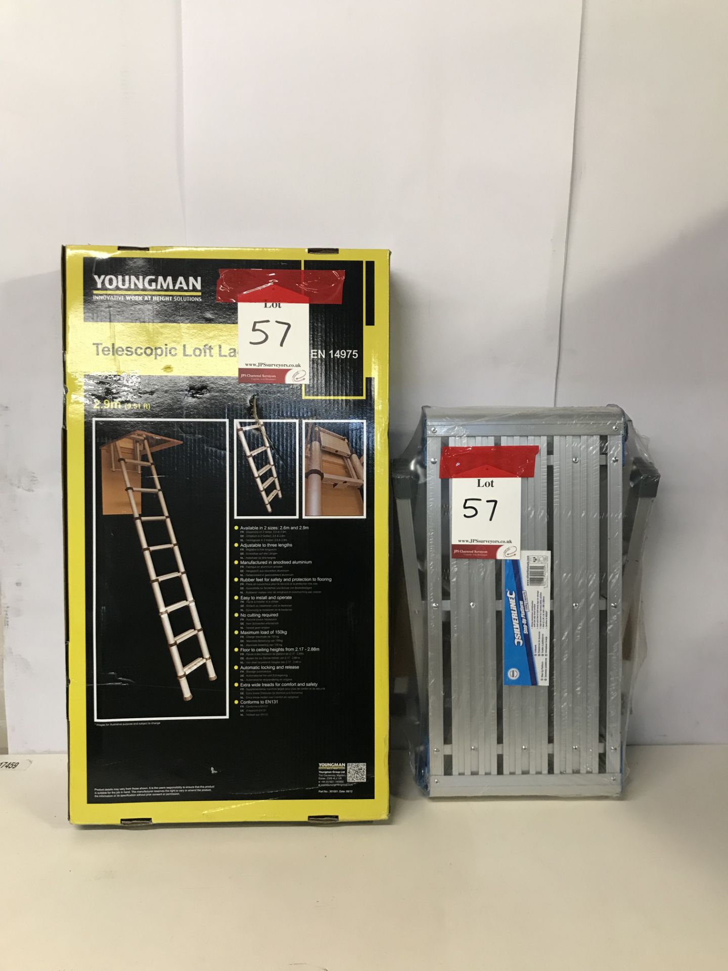 Youngman 2.9m Telescopic Loft Ladder w/ Silverlinec Step Platform