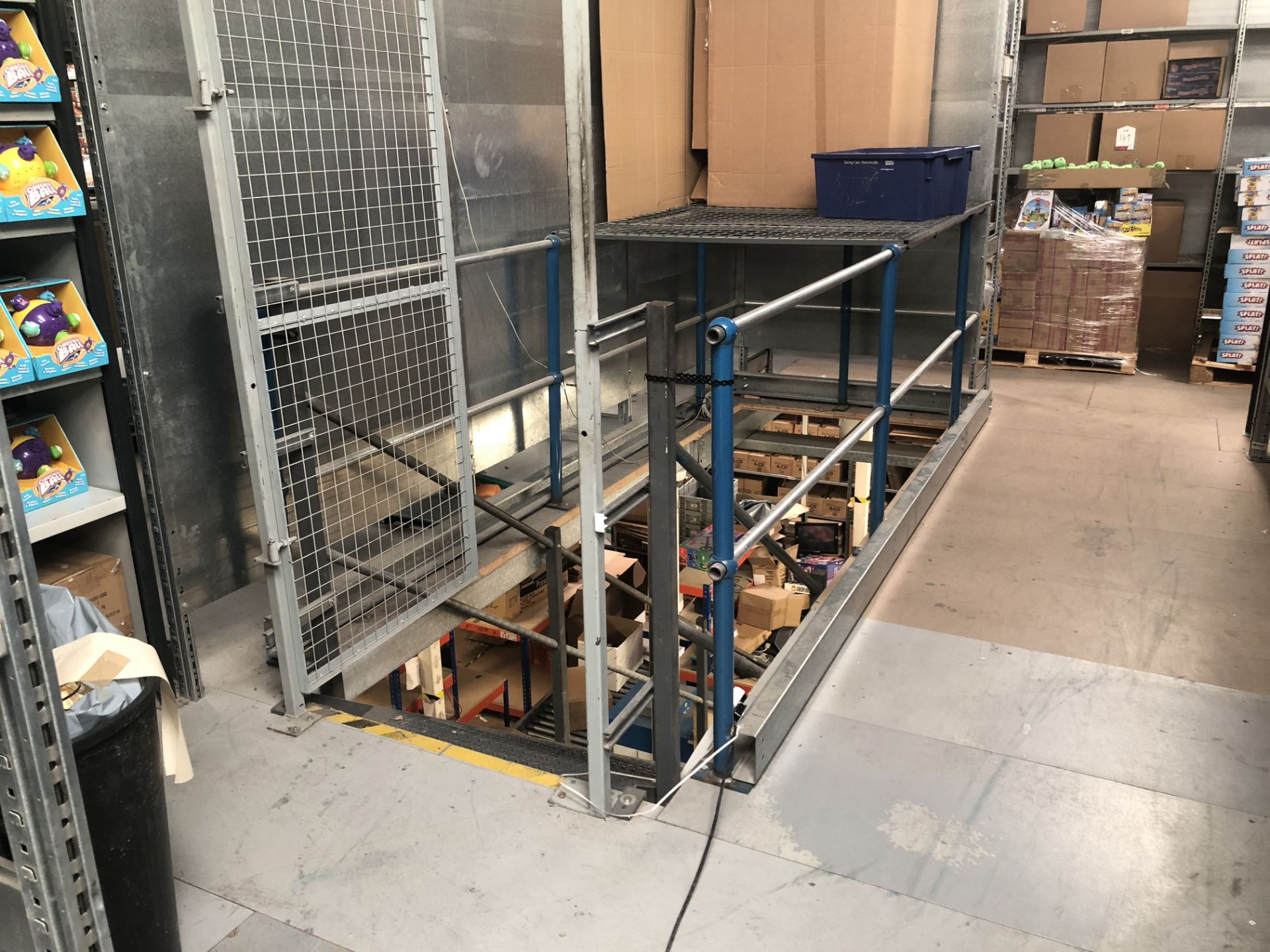 Mezzanine floor 19.7 x 19.4 m incl. 2 x pedestrian staircases, 2 x pallet safety cages, see more… - Image 2 of 7