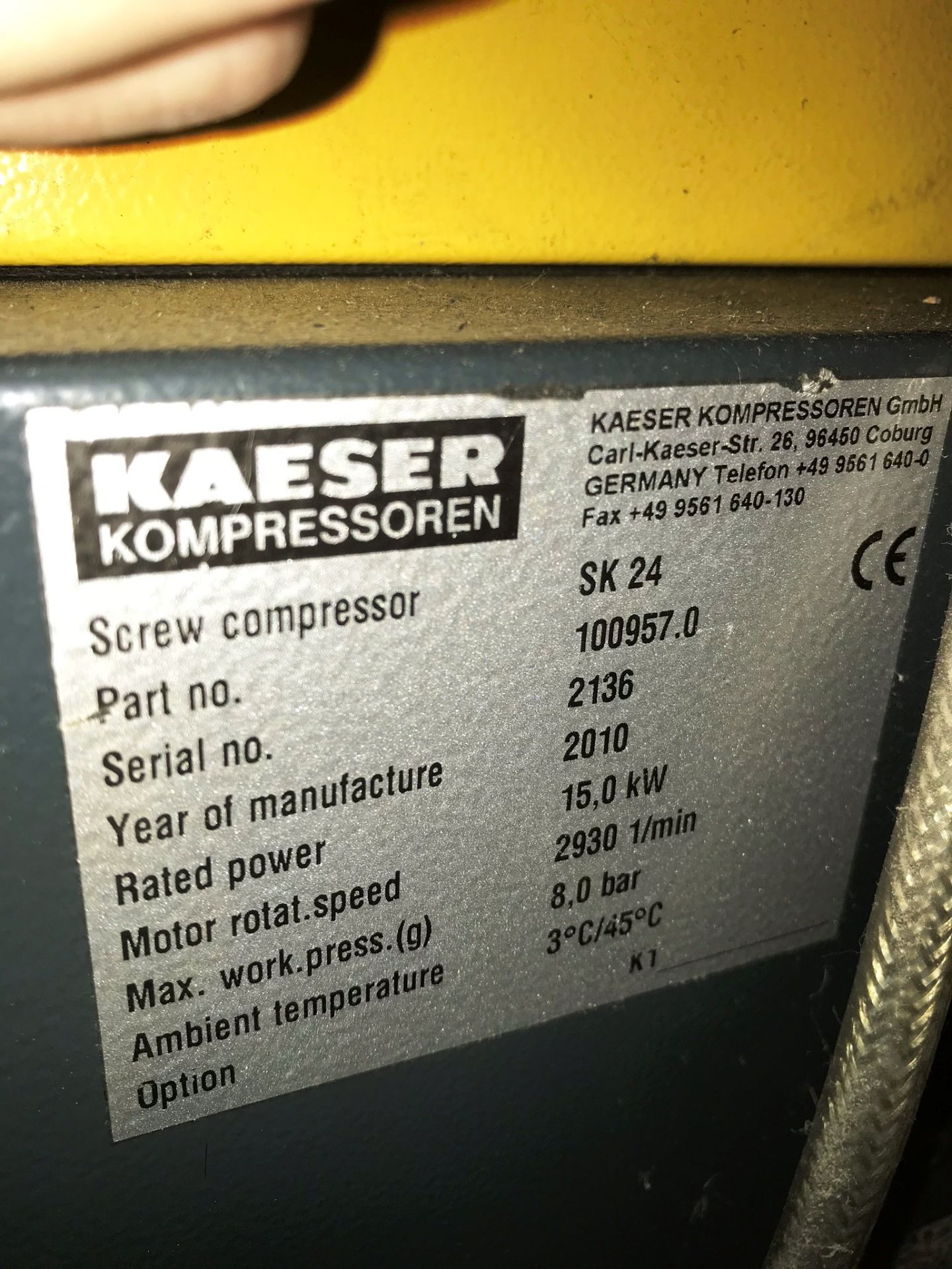 Kaeser SK24 Screw Compressor w/ Kaeser TB 19 Air Dryer, Tank & Filters - Image 4 of 12